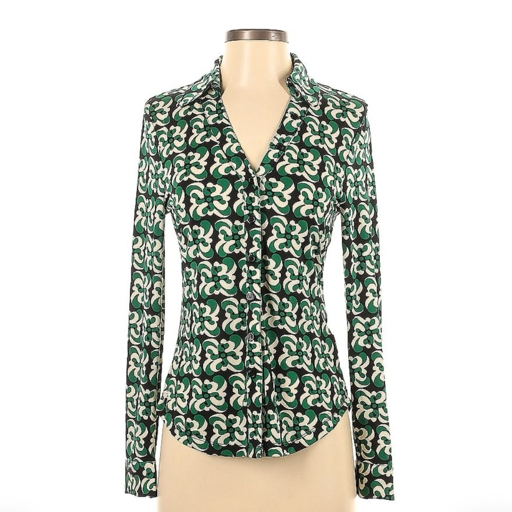 Philosophy Republic Clothing Green Patterned Women's Top